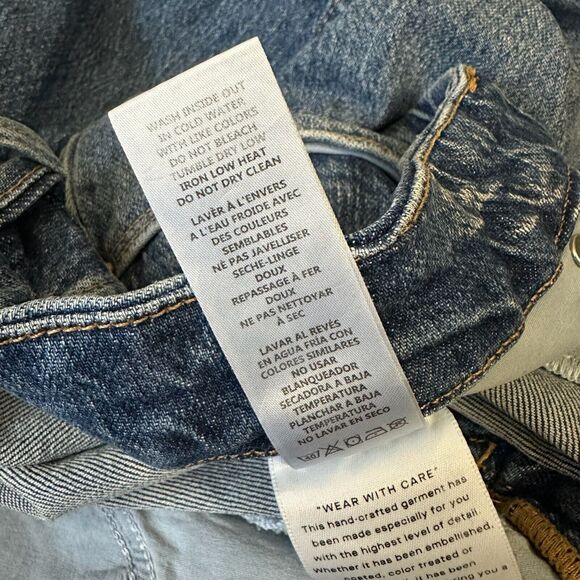 GOOD AMERICAN Good Curve Raw Hem Straight Jeans #GCSREFW386 Blue - Picture 10 of 13